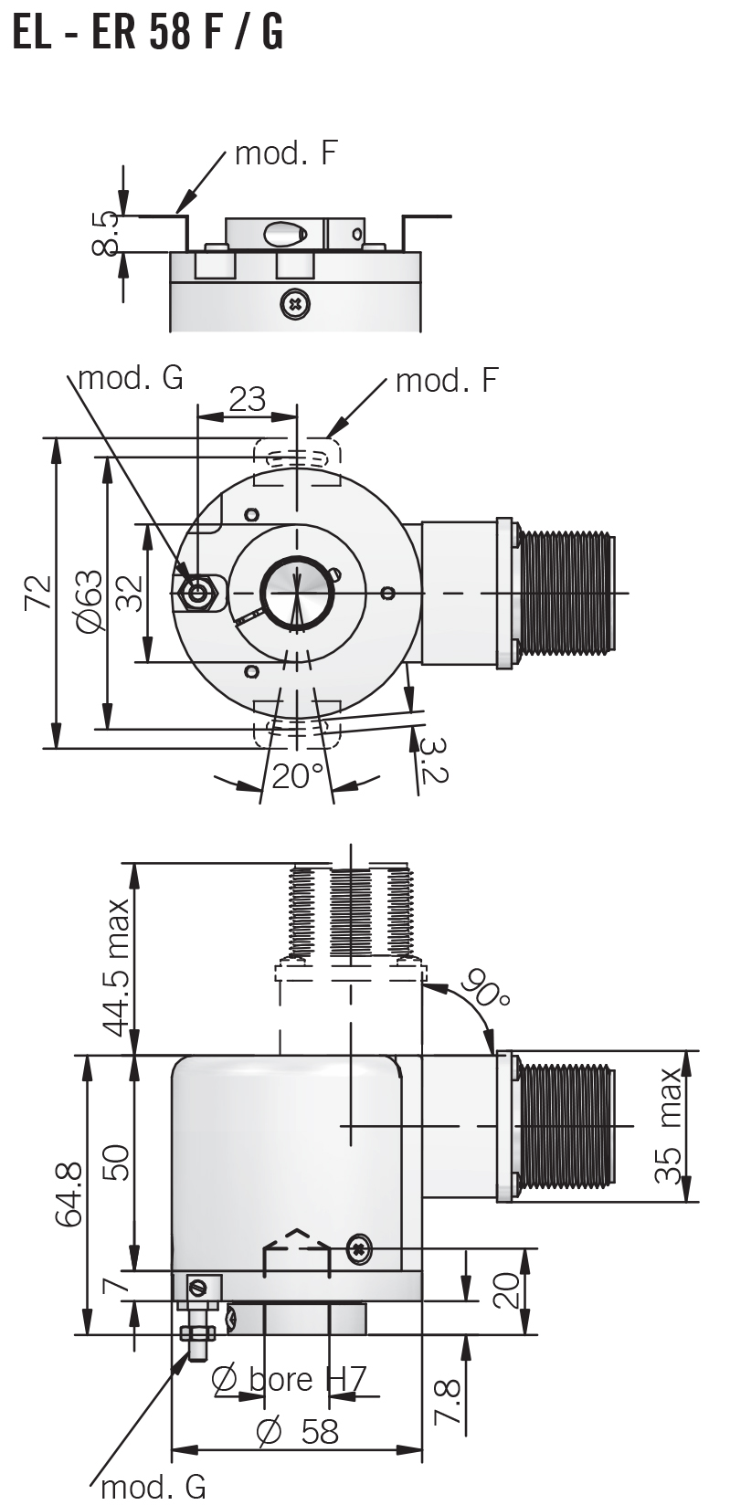 انکودر هالوشفت ER 58 F / G شماتیک انکودر هالوشفت ER 58 F / G