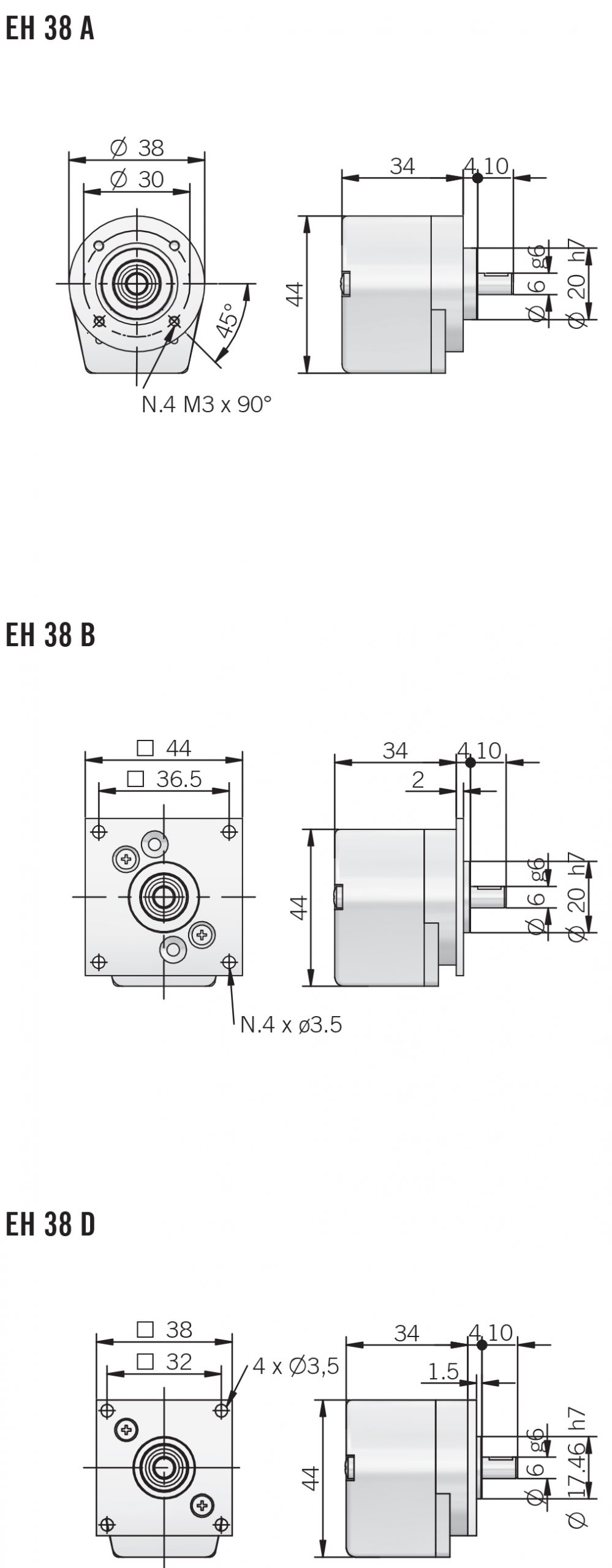 eltra شماتیک انکودر EH 38 A / B / D
