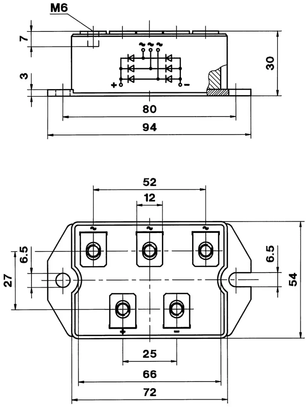 SKD160 شماتیک پل دیود سه فاز SKD 160