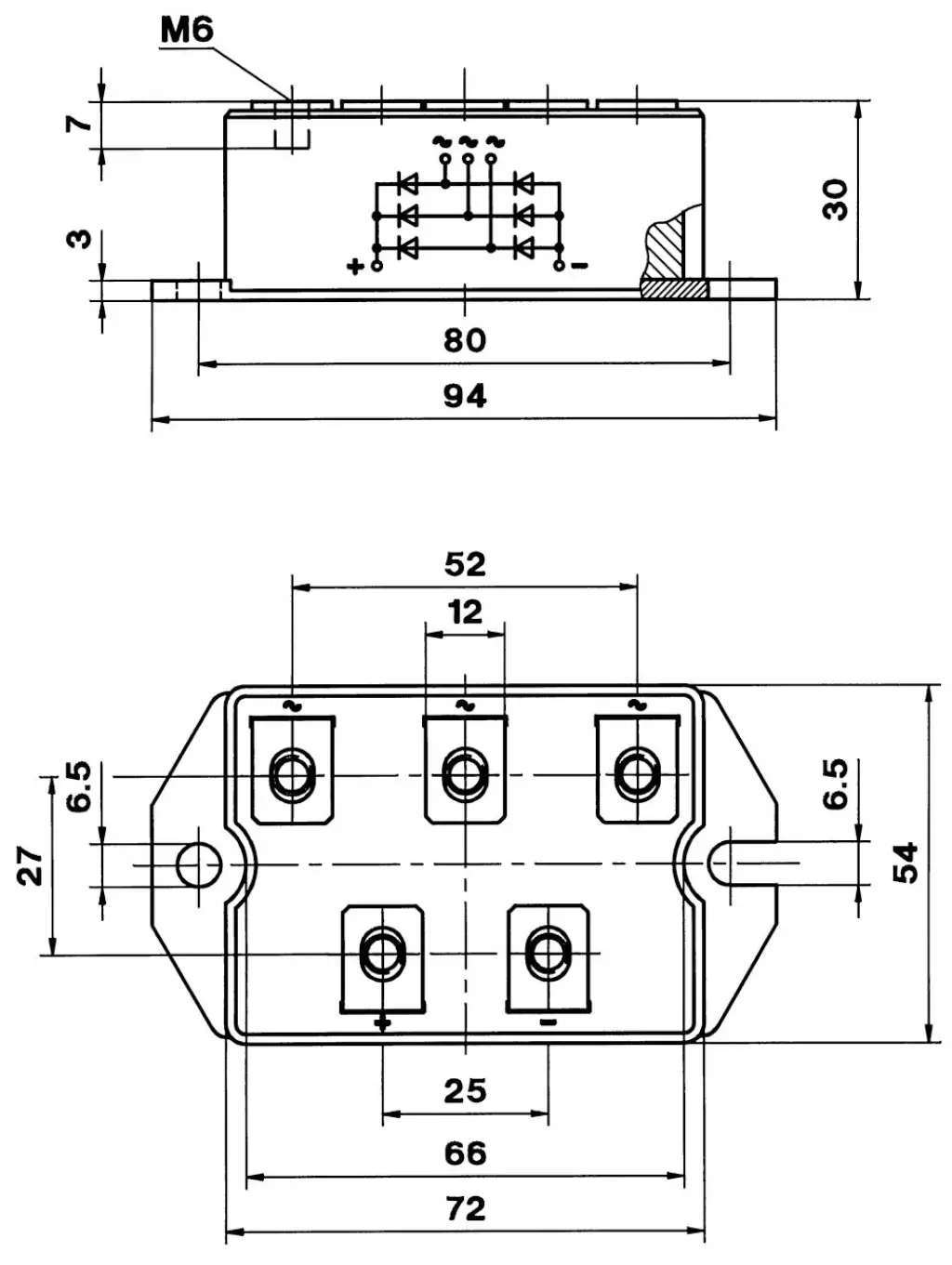 SKD210 شماتیک پل دیود سه فاز SKD 210