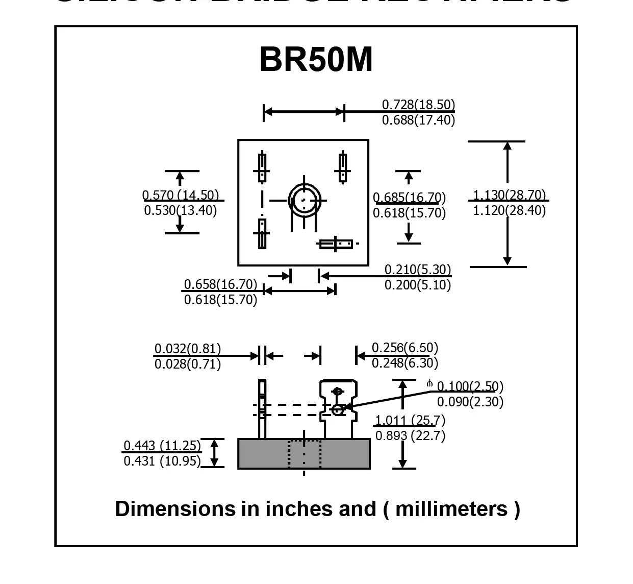 پل دیود kbpc4510 شماتیک پل دیود فلزی مربعی kbpc4510